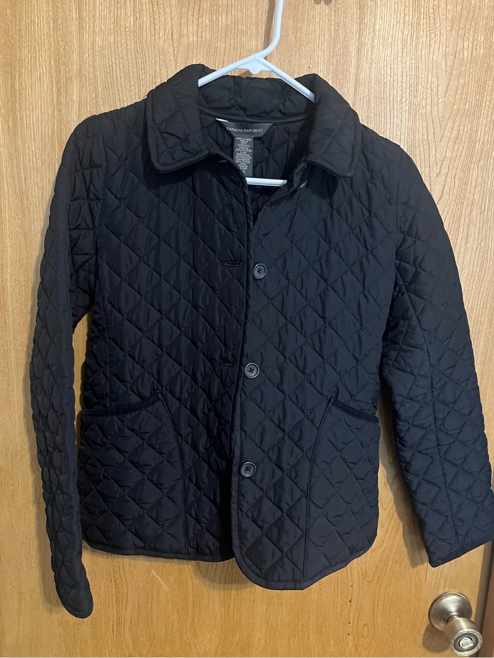 Banana Republic Black Quilted Button-Front Jacket
